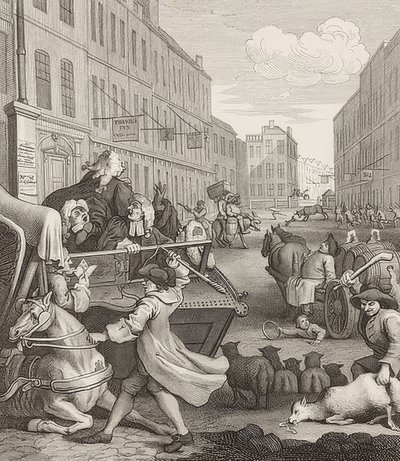 La segunda etapa de la crueldad. De: Las cuatro etapas de la crueldad. 1751 de William Hogarth