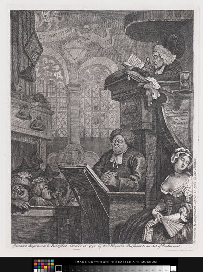 La congregación durmiente de William Hogarth