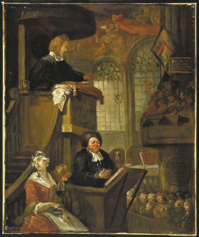 La congregación durmiente, 1728 de William Hogarth