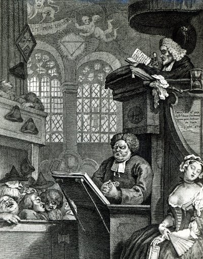 La congregación durmiente, 1736 de William Hogarth