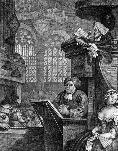 La congregación durmiente de William Hogarth