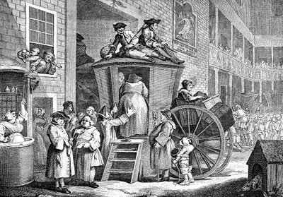 El coche de escena o patio de la posada rural, 1747 de William Hogarth