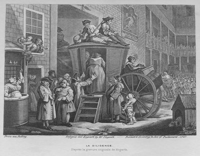 El coche de escena o patio de la posada rural de William Hogarth