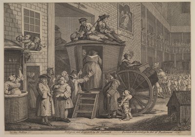 La diligencia, o El patio de la posada del campo, 1747 de William Hogarth