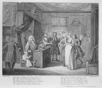 Mujer jurando un niño a un ciudadano grave, c.1735 de William Hogarth