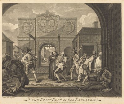 La puerta de Calais, o El asado de ternera de la vieja Inglaterra de William Hogarth and Charles Mosley