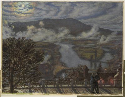 Vista desde la terraza sobre el paisaje del río por la noche
La Terraza, Berna (título en el objeto) de William Holman Hunt