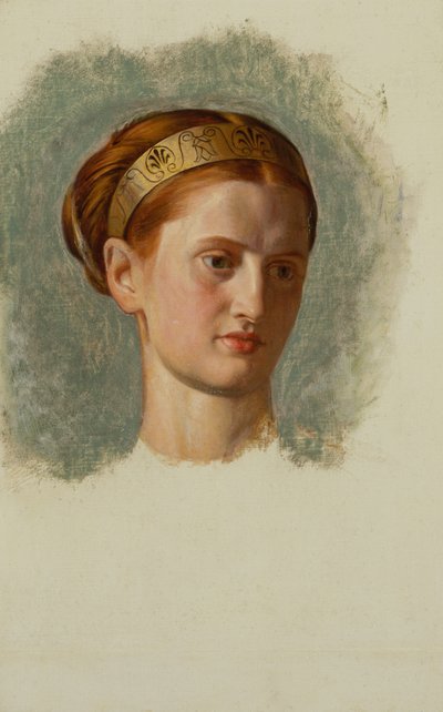 Retrato de Miss Isabella Waugh, estudio (óleo sobre lienzo) de William Holman Hunt