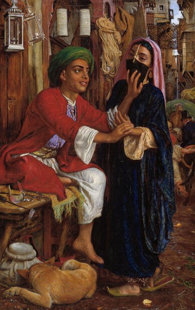 El cortejo del fabricante de linternas, una escena callejera en El Cairo de William Holman Hunt