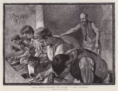 Cortadores de archivos en el trabajo, Wickersley, South Yorkshire de William Holt Yates (after) Titcomb