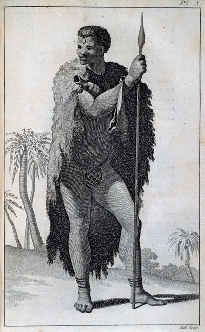 Hombre Khoikhoi (Hotentote), de Viajes de Le Vaillant al interior de África por el Cabo de Buena Esperanza, en los años 1783 de William Home Lizars