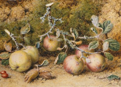 Naturaleza muerta con manzanas, avellanas y escaramujos de William Hough