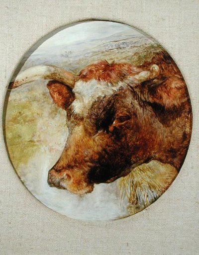 Cabeza de una vaca de cuernos largos de William Huggins