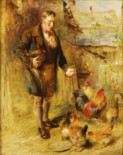 Autorretrato, a los 38 años, con gallinas de William Huggins