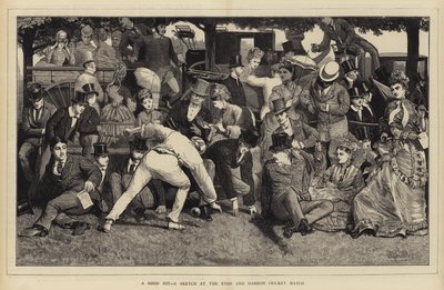 Un buen golpe, un boceto en el partido de cricket de Eton y Harrow de William III Bromley