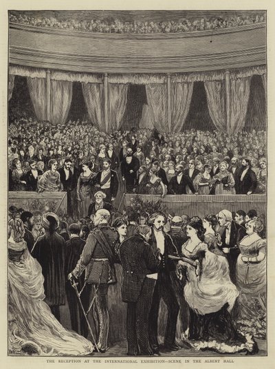 La recepción en la Exposición Internacional, escena en el Albert Hall de William III Bromley