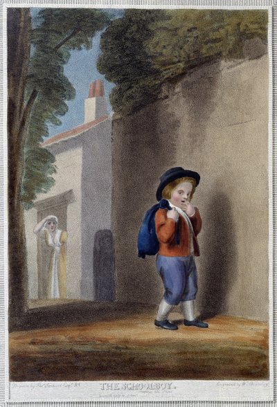 El escolar - en “Las 7 edades del hombre” de Shakespeare, ilustrado por W. Bromley, Londres de William I Bromley