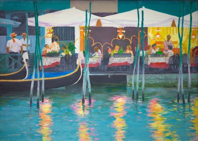 Venice Café (óleo sobre tabla) de William Ireland