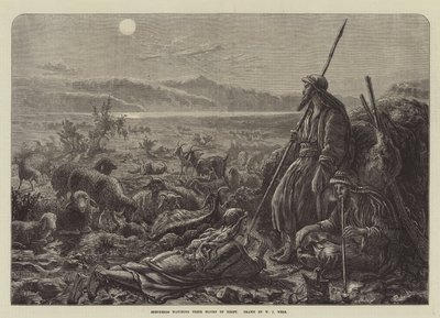 Pastores vigilando sus Rebaños por la Noche de William J. Webbe or Webb