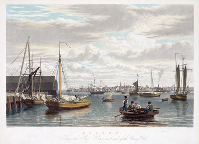 Boston, desde el Ship House, extremo oeste del astillero naval, c.1833 de William James Bennett
