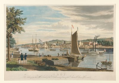 Troy. Tomada desde la orilla occidental del Hudson, frente al arsenal de los Estados Unidos. de William James Bennett