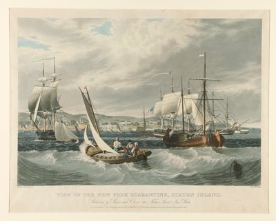 Vista de la cuarentena de Nueva York, Staten Island. de William James Bennett