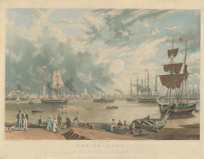 Nueva Orleans: Vista desde el lado opuesto, a poca distancia sobre el medio o el ferry Picayune de William James Bennett after Antoine Mondelli