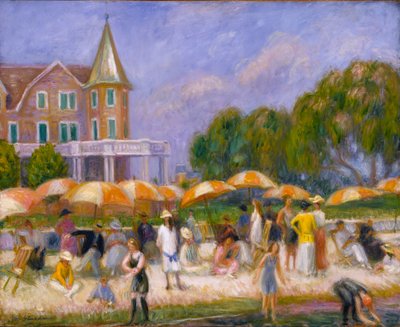 Sombrillas de playa en Blue Point de William James Glackens