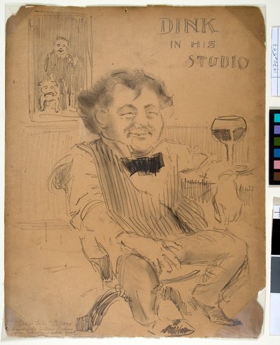 Dink en su estudio, c.1895 (grafito y carboncillo sobre cartulina) de William James Glackens