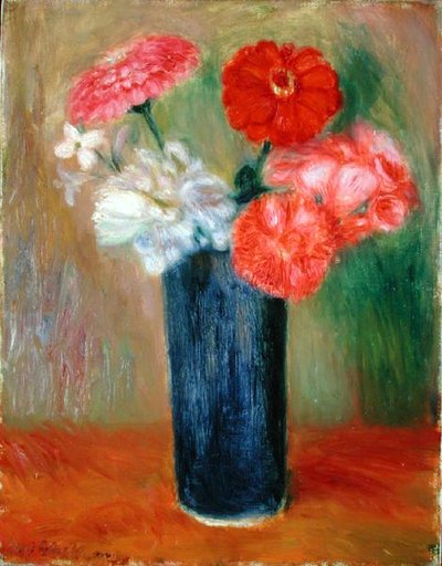 Flores en un jarrón azul de William James Glackens