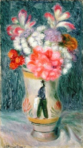 Flores en un jarrón de Quimper de William James Glackens