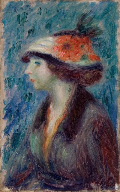 niña con sombrero floreado de William James Glackens