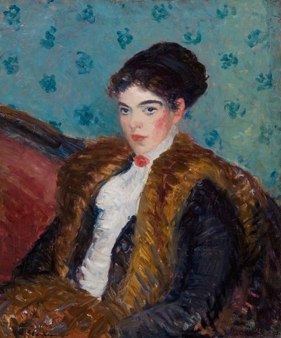 Chica con pieles de zorro de William James Glackens