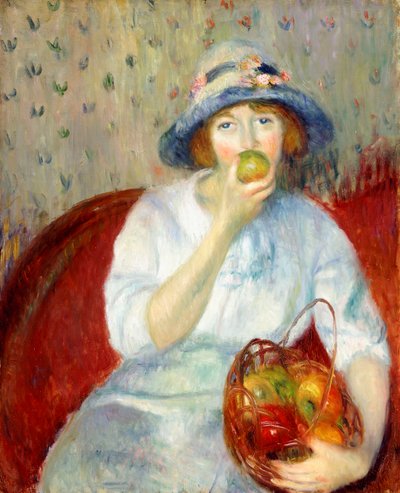 Chica con manzana verde de William James Glackens