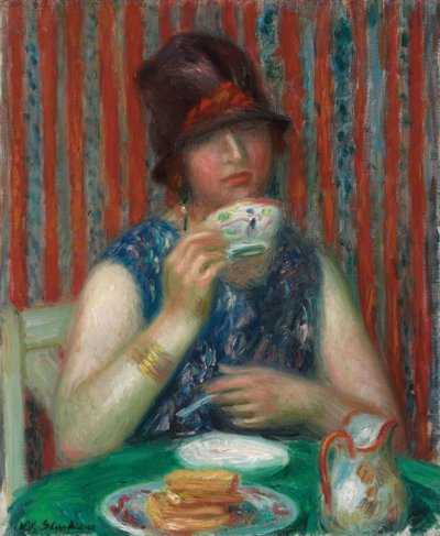 Niña con taza de té, c.1920 de William James Glackens