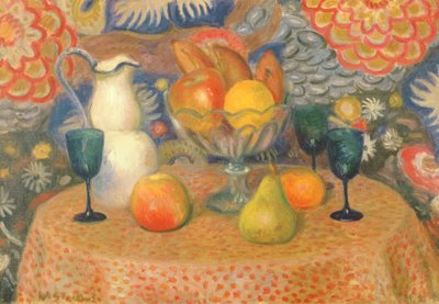 Naturaleza muerta con tres copas, c.1925 (óleo sobre lienzo) de William James Glackens