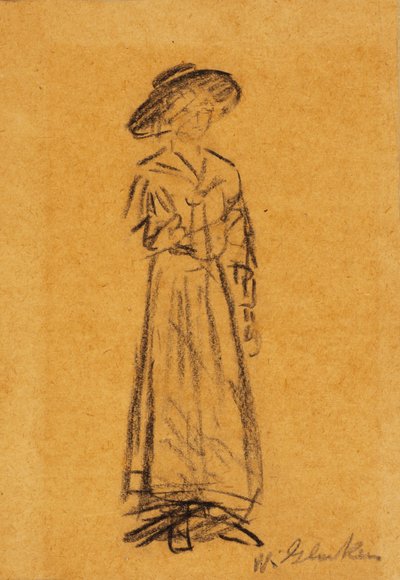 mujer con sombrero de ala ancha de William James Glackens