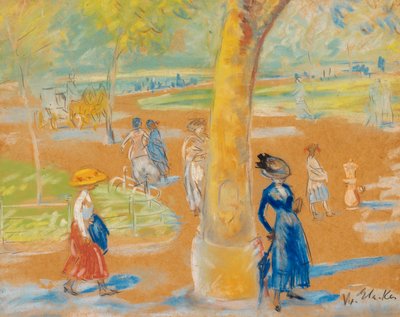 Mujer con paraguas, Washington Square de William James Glackens