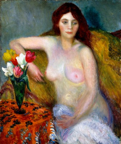 Desnudo con Tulipanes de William James Glackens