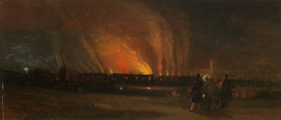 Disturbios de Bristol: La quema de la nueva cárcel desde cerca de Prince Street, c.1831 de William James Muller