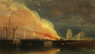 Disturbios de Bristol: La quema de las casas de peaje en el puente de Prince Street con St Mary Redcliffe de William James Muller