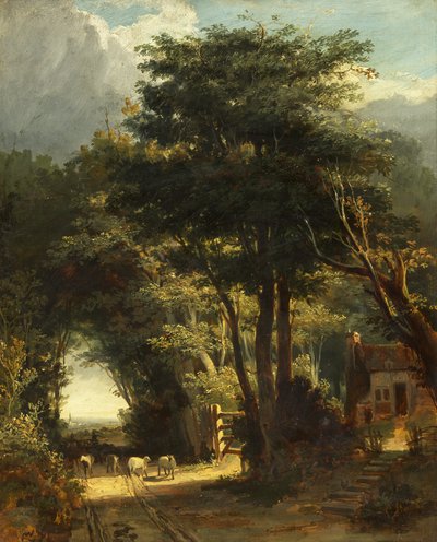 Paisaje con la iglesia de Frenchay en la distancia de William James Muller