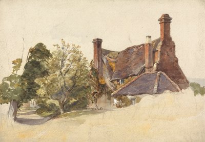 Estudio de una casa de campo junto a un camino de William James Muller