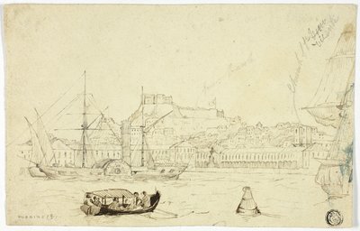 Puerto marítimo con fortaleza de William John Huggins