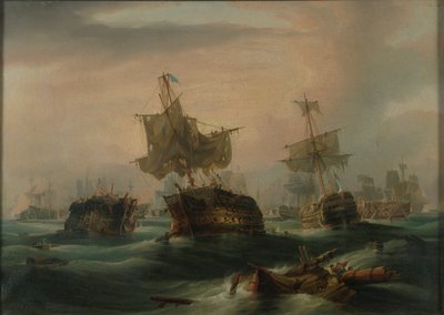La batalla de Trafalgar, 21 de octubre de 1805 : "El final de la acción", c.1837 (óleo sobre lienzo) de William John Huggins