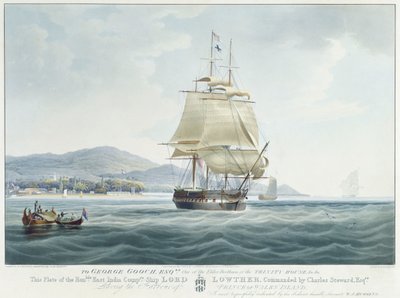 El barco de la Compañía de las Indias Orientales "Lord Lowther", al mando de Charles Steward, saliendo del puerto de la isla Príncipe de Gales. de William John Huggins