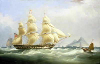 El buque mercante "Asia", de la Compañía de las Indias Orientales. Óleo sobre lienzo de William John Huggins