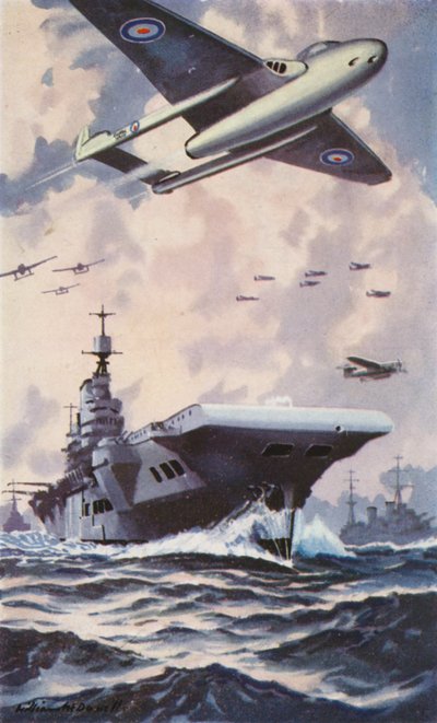 Portaaviones británico (litografía en color) de William John Patton McDowell