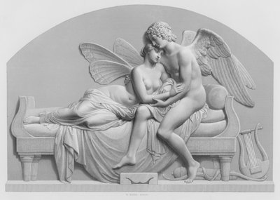 Cupido y Psique, de la estatua de J Gibson, RA en la Colección de la Reina (grabado) de William John Roffe