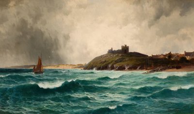 Escena costera con el castillo de Criccieth de William Joseph King